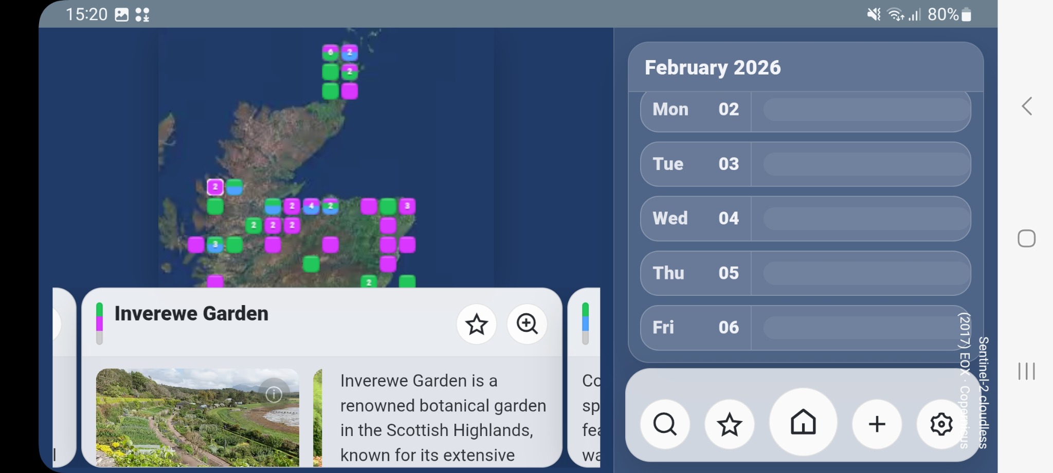 Landscape map with list panel