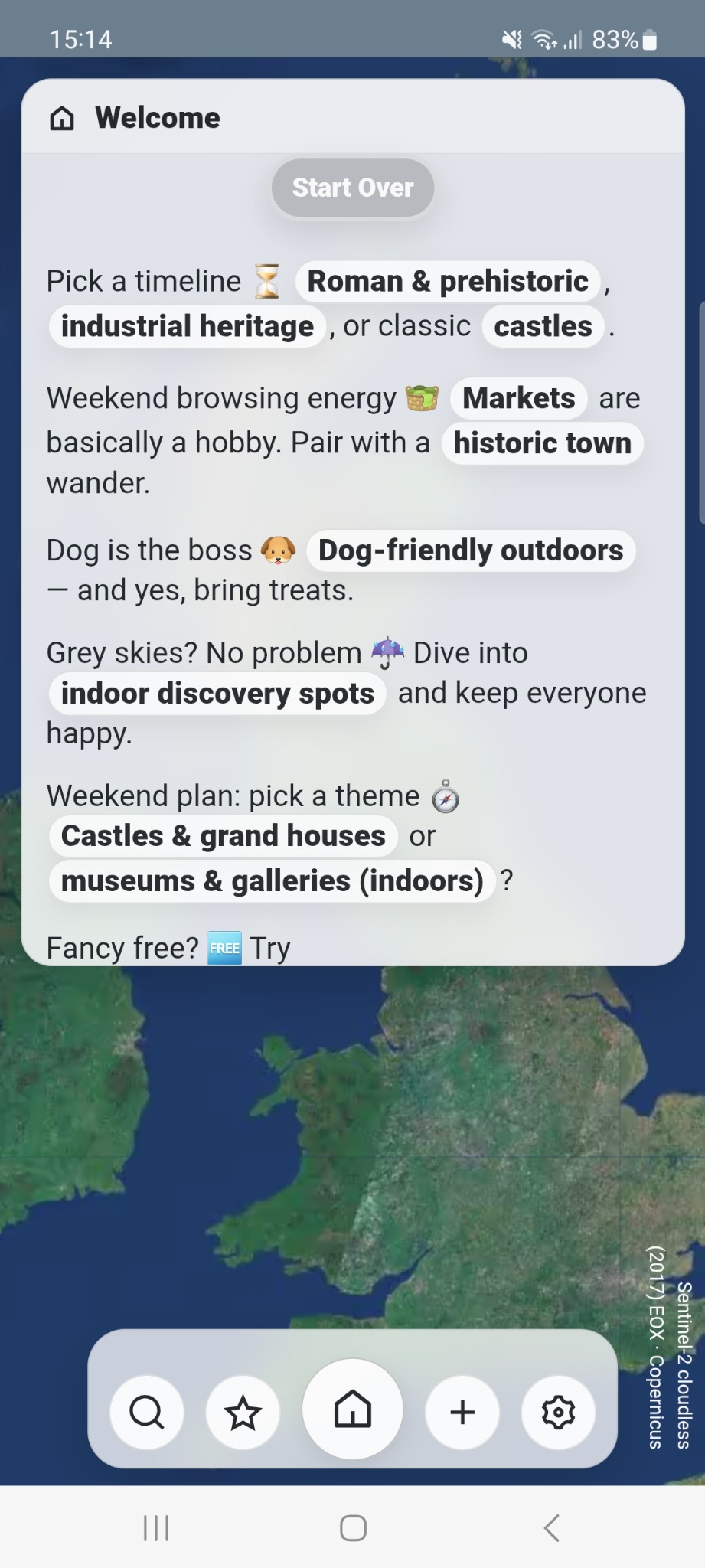 jolidays app — welcome suggestions